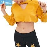 Fashion Women Pullover Hoodies Cut out Raw Hem Long Sleeve Crop Hoodie