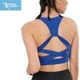 High Qiality Nylon Gym Wear Cross Cut out Padded Active Yoga Gym Bra