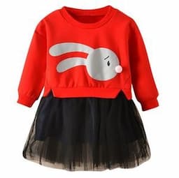 Children Girls Clothing Cartoon Rabbit Mesh Tutu Dress Kids Clothes