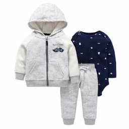 3 PCS Cotton Hoodies Coat Baby Boys Bodysuit Girls Rompers Spring Autumn Jumpsuit Clothing Set