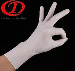 Protective Safety Disposable White Powdered Latex Glove