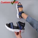 ODM Wholesale Low Price Artificial PU Ladies Breathable Flat Sandal Shoes