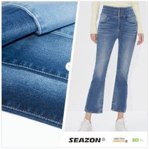 Denim Fabric for Ladies′ Jeans with Us Bci Cotton Jeans Fabric