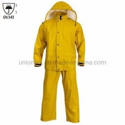 Mens Rubber Waterproof Rainsuit Workwear Yellow PVC Rainwear