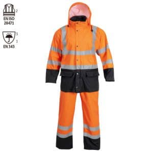 Protective Industrial Hivis PU Rainwear Raincoat En20471