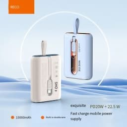 Recci Rpb-P12 Mini Power Bank Compact Portable Pd Fast Charge 20W Power Bank with Handheld Cable