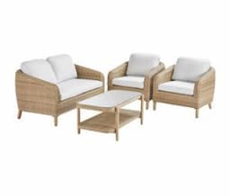 Non Folding PE Round Rattan Garden Sofa Sets Aluminium Outdoor Furniture