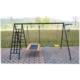 5 in 1 Swing Sets with Heavy Duty Double Reinforced, 440lbs Saucer Swing, Climbing Rope Ladder, Basketball Hoop