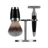 JDK Synthetic Hair Beard Brush Set Metal Handle Shaving Brush Kit with Razor and Stand