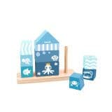 Baby Toys Marine Block Tower Animal Educational Wooden Toy