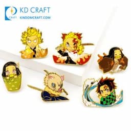 Custom Design Metal Cute Cartoon Character Lapel Pin Badge Hard Enamel Anime Kimetsu No Yaiba Broach Demon Slayer Pins