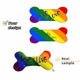 Yd-Kk009 Love Bone Plush Colorful Printed Squeaker Stuffed Soft Chewy Dog Toys