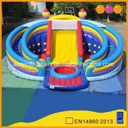 Giant Circle Castle Slide with Ball Pool Inflatable Outdoor Playground (AQ01167)