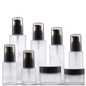 Wholesale Empty Frosted Bottle Cosmetic Packaging Serum Bottle Glass Bottle and Cream Jar