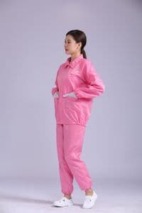 Hooded Split Set Pink Grid ESD Anti-Static Clothing