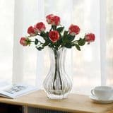 5"X9.5" Striped Flower Creative Vase Clear Color Unique Design Home Decor Gift Tabletop Centerpiece