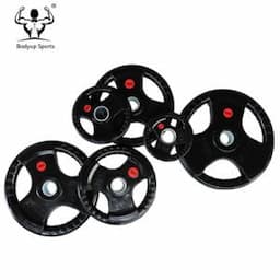 Tri Grips Black Rubber Coated Barbell Plate