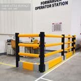 Flexible 3 Rail Rack End Barrier Customizable Dimensions Anti-Collision Guardrails Crash Ground Barrier