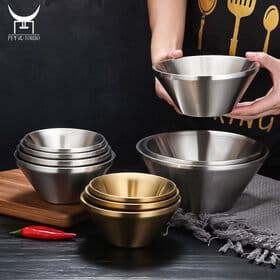 Wholesale kitchen 304 stainless steel serving bowls set, cereal dessert ice cream decoration ramen bowl