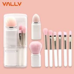 wholesale portable brushes sponge 8 pcs in 1 mini travel makeup brush set Retractable Lip Foundation Blending Powder  brushPopular