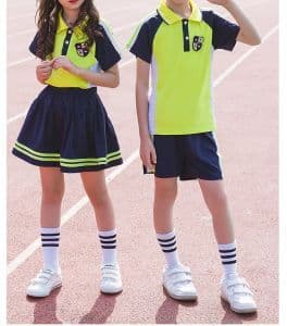 Custom Cotton Primary Students Polo Shirt Girl Skirt Boy Shorts Classes Clothes School Uniforms