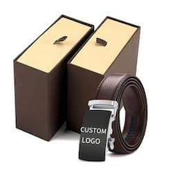 New Fashion Business Alloy Buckle Male Belt Custom Automatic Cowhide Leather Mens Belts Luxury With Gift Box