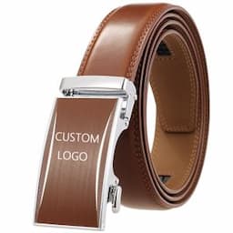 Wholesale Customized Logo High-Grade Luxury Business Brown Men'S Automatic Ratchet Cowhide Leather Belt