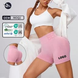 Custom Logo Fitness Shorts Breathable Pink Biker Sports Shorts High-Waisted Hip-Lifting Yoga Women'S Shorts