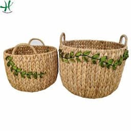 Hot selling Round water hyacinth basket with pattern