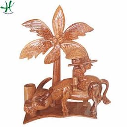 Handmade Coconut Wood Coconut Tree for Desk Decor, Home Office Decoration