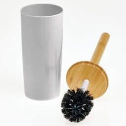 Decorative Compact Bamboo Freestanding Toilet Bowl Brush and Holder for Bathroom Storage and Organization - Bamboo Handle