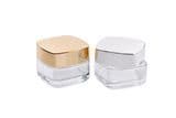 Luxury Square Empty Glass Skincare Jar and Cosmetic Packaging