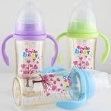 2017 New Arrival Yiwu Factory Price Wide Neck 300ml PPSU Baby Feeding Bottle with Handle