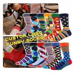 Custom Logo Funny Socks Crazy Colorful Dress Funny Pattern Socks