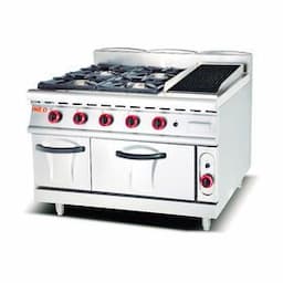 Restaurant Hotel Heavy Duty Kitchen Equipment Stainless Steel 4 Burners Gas Range Stove With Gas Griddle