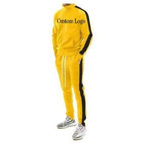 Evertop custom logo Wholesale customized long sleeve men's jogging Sportswear color contrast splicing 2-piece leisure suit