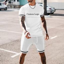 Evertop Custom logo men's summer short Sportswear suit Knitted high quality Sportswear breathable comfortable men's short suit