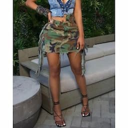 Camouflage Mini Jean Pencil Skirt Ladies Boutique Clothing 2023 Summer New Arrivals Wholesale Tassel Fringe Camo Skirt