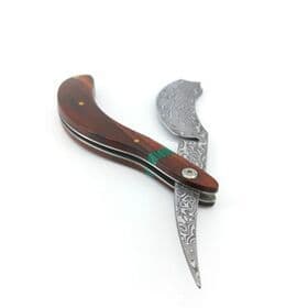 Damascus Straight Shaving Barber Razor Steel Cut Throat Knife Wood Box Gifts for Men withprivatelabel