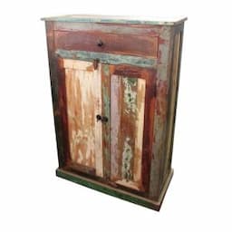 Modern Home Storage Furniture with Solid Indian Old Reclaimed Wood Handmade Antique Wardrobe for Living Room and Hall Option