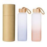 Wholesale Unique Promotion Gift Custom Logo 600ml Square Water Bottle with Wooden Bamboo Lid