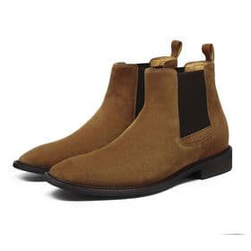 The Latest Design Suede Material Brown Color Wholesale Price Of High-quality High-top Men's Work Elevator Chelsea Boots