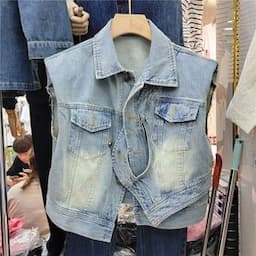 Wholesale 2023 Spring Vintage Denim Vest Vest European Station European Goods Women's Fashion Women's Vest