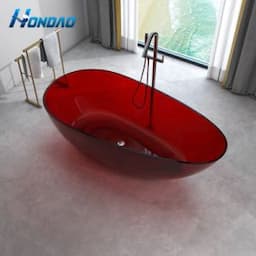 Modern Translucent Resin Bathtub Eco-Friendly Crystal Stone Shower Freestanding Bathroom Tub