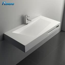 Wall Hang White Matte Acrylic Solid Surface Wash Basin Artificial Marble Bathroom Vanity Top