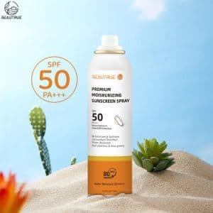 Custom Brand Labeling OEM Natural SPF 30 50 PA++ Sunscreen Spray for Face Body UVA+UVB Protection Aluminum Sun Screen Spray