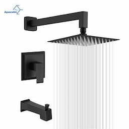 Bathroom Luxury Rain Mixer Shower System Matte Black Wall Mounted Rainfall Shower Combo Set with Rough-in Valve