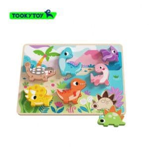 Educational Wooden Dinosaur Puzzle for Toddlers - Large 3D Buckle