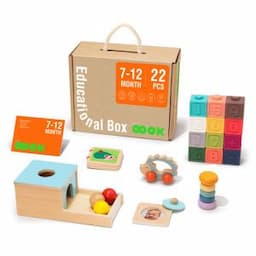 Early Educational Box Wooden Montessori Toy Wooden Baby Toy for Toddler 7-12 Months