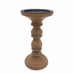 Home Decorative Modern Iron And Wood Candle Pillar Holder Clay Color American Design Candle Stand For Wedding Decor Handmade